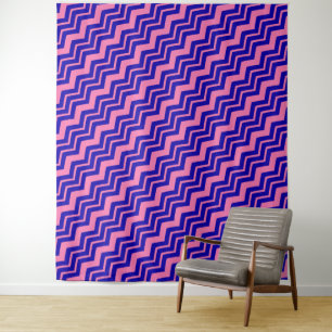 Blue Pink Chevron Zigzag Design  Tapestry