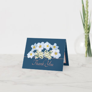 Blue Pink Chic Anemone Orchid Bouquet Thank You Card