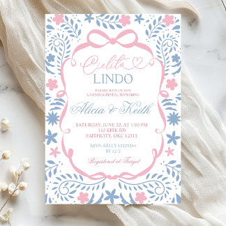 Blue Pink Cielito Lindo Mexican Gender Reveal Invitation