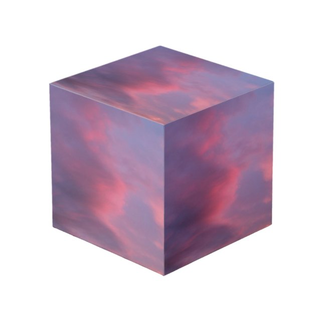 Blue Pink Clouds Cube (Front Angled)