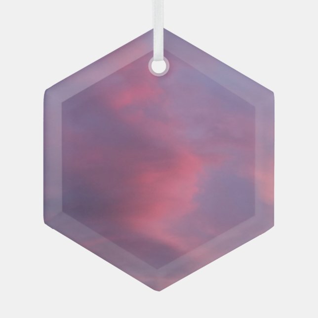 Blue Pink Clouds Glass Tree Decoration (Front)