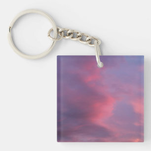 Blue Pink Clouds Key Ring