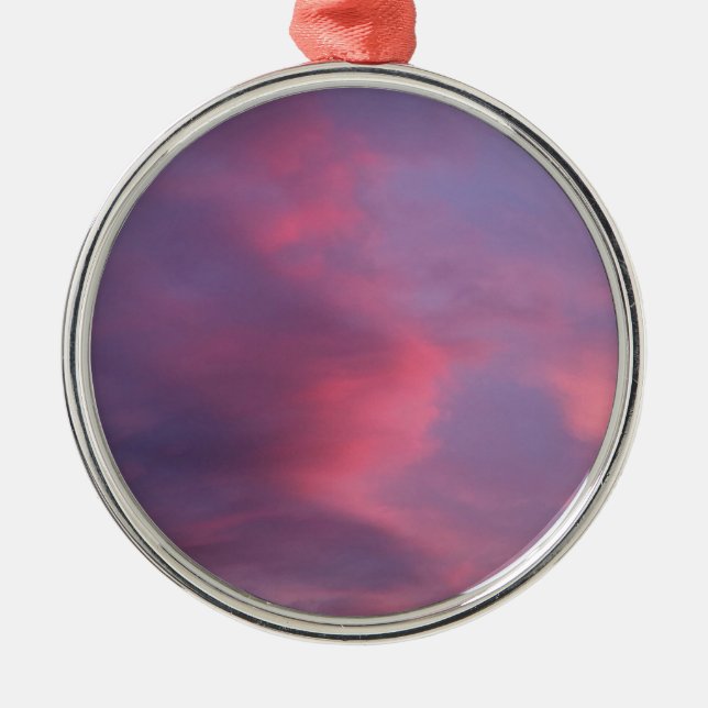 Blue Pink Clouds Metal Ornament (Front)