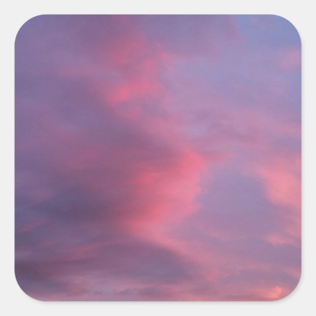 Blue Pink Clouds Square Sticker (Front)