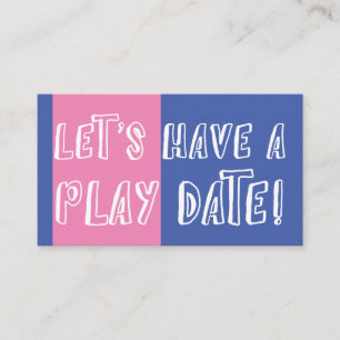 Blue & Pink Color Block Playful Play Date Calling Card