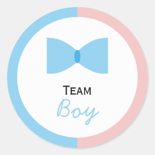 Blue Pink Colour Block Gender Reveal Bow Bow Tie Classic Round Sticker
