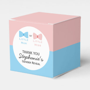Blue, Pink Colour Block Gender Reveal Bow, Bow Tie Favour Box