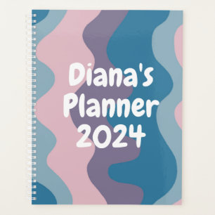 Blue Pink Curves Stripes Colorful Bold CUSTOM Planner