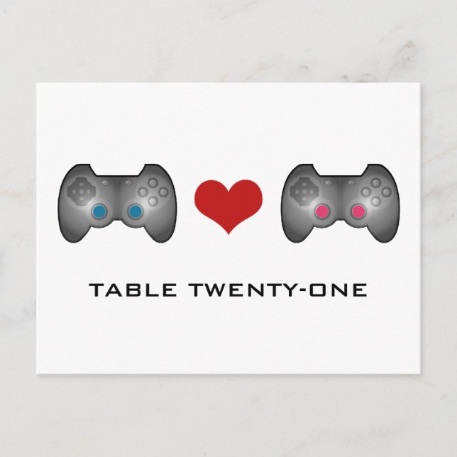 Blue Pink Cute Gamer Table Number Postcard (Front)