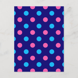 Blue Pink Cyan Polka Dot Pattern Postcard