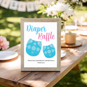 Blue Pink Diaper Raffle Gender Reveal Party Draw Poster