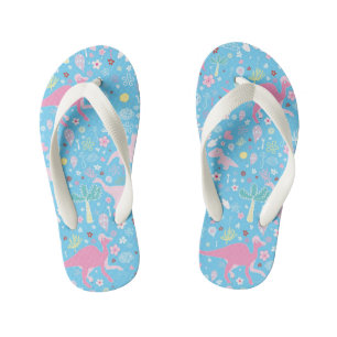 Blue Pink Dinosaur Pattern Kid's Thongs