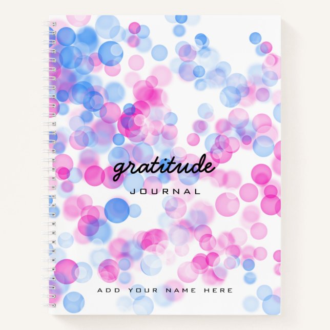 Blue Pink Dots gratitude journal (Front)