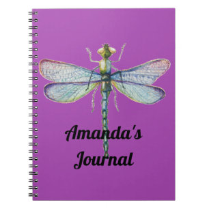Blue & Pink Dragonfly Purple Personal Journal