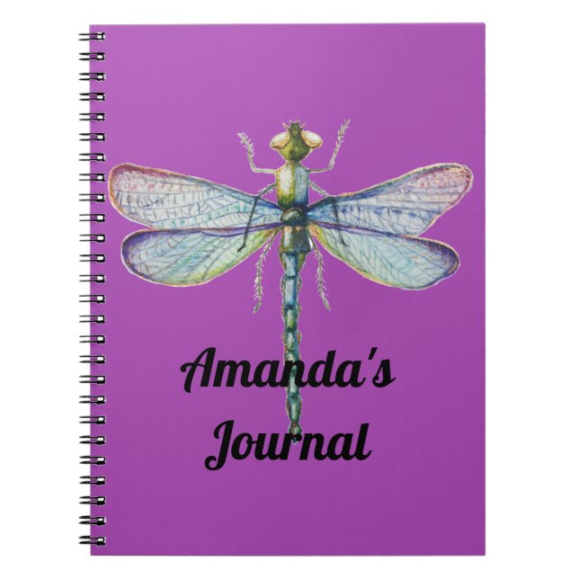Blue & Pink Dragonfly Purple Personal Journal (Front)