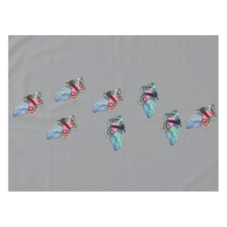 Blue Pink Exotic Butterflies Pattern Tablecloth