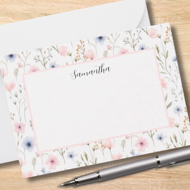 Blue Pink Floral Personalised  Card (Creator Uploaded)