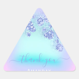 Blue Pink Floral Triangle Glitter Bridal Unicorn Sticker