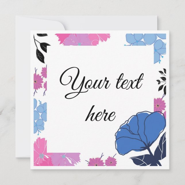 Blue & Pink Flower Card (Front)