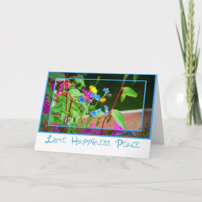 Blue-Pink Flower-Card Card (Front)