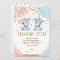 Blue Pink Flower Elephant Boy Girl Baby Shower