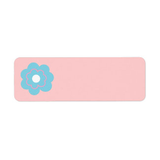 Blue Pink Flower Return Address Label