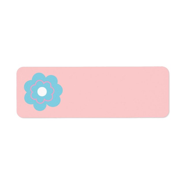 Blue Pink Flower Return Address Label (Front)