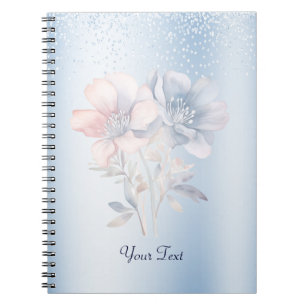 Blue Pink Flowers Notebook