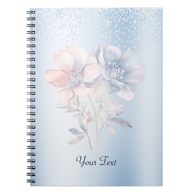 Blue Pink Flowers Notebook (Front)