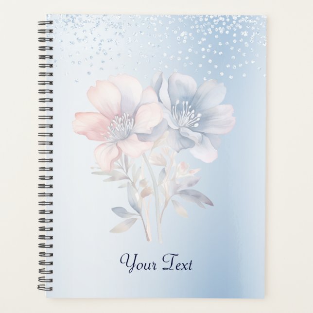 Blue Pink Flowers Wedding Planner (Front)