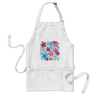Blue & pink funky flowers garden  standard apron
