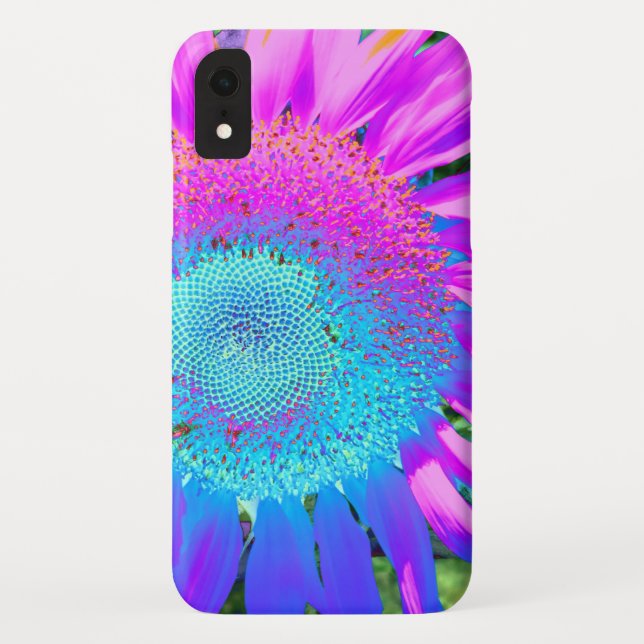 Blue pink funky retro sunflower photo Case-Mate iPhone case (Back)