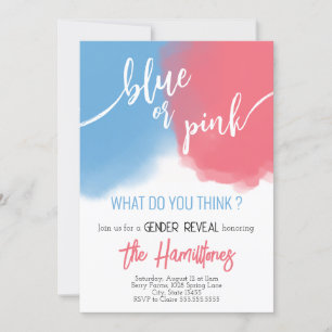 Blue & Pink Gender Reveal Baby Shower  Invitation