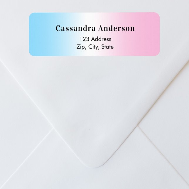 Blue pink gender reveal baby shower return address label (Creator Uploaded)