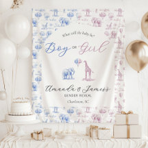 Blue Pink Gender Reveal Banner Safari Toile