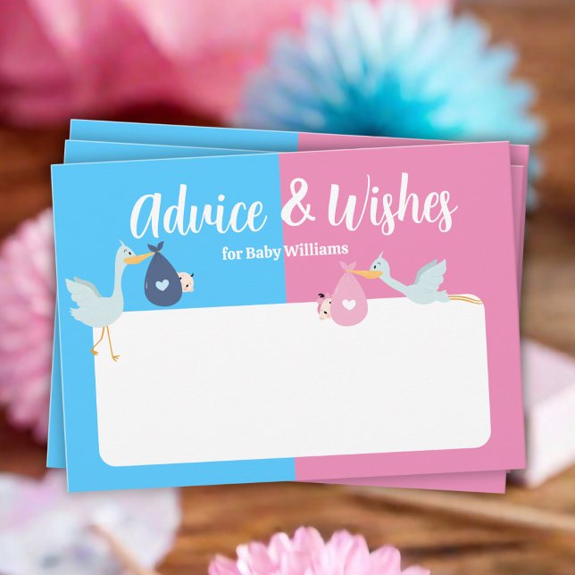 Blue Pink Gender Reveal Party Baby Wishes And Advice Card (Blue Pink Gender Reveal Party Baby Wishes And Advice Card
)
