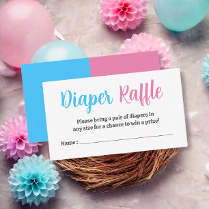 Blue Pink Gender Reveal Party Diaper Raffle Enclosure Card