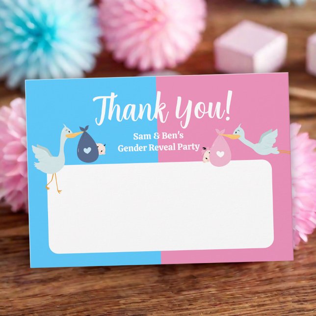 Blue Pink Gender Reveal Party Thank You Card (Blue Pink Gender Reveal Party Thank You Card
)