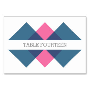 Blue Pink Geometric Triad Table Card