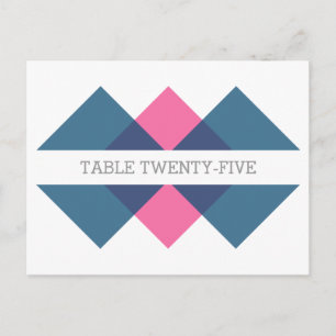 Blue Pink Geometric Triad Table Number Postcard