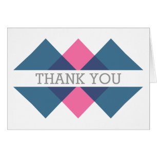 Blue Pink Geometric Triad Thank You Card