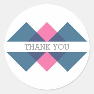 Blue Pink Geometric Triad Thank You Stickers