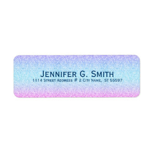 Blue & Pink Glitter And Sparkles Return Address Label