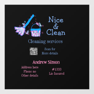 Blue pink glitter clean mop add name address q r b