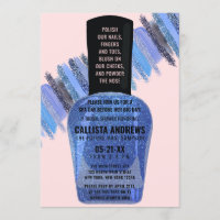 Blue Pink Glitter Nail Polish Spa Bridal Shower