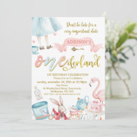 Blue Pink Gold Alice in Onederland 1st Birthday