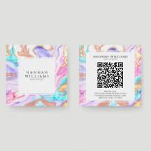 Blue Pink Gold glitter QR Code Hair Stylist