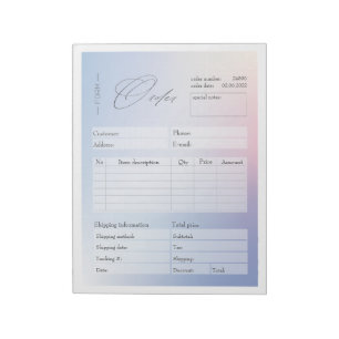 Blue & Pink Gradient Business Order Form Notepad