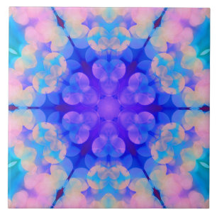 Blue & Pink Gradient Pastel Bubble Art Ceramic Tile