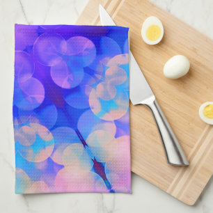 Blue & Pink Gradient Pastel Bubble Art Tea Towel